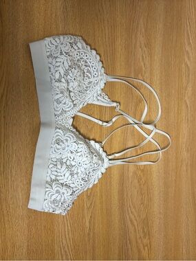 aerie White Lace Bralette with Strappy Back